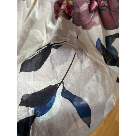 Trina Turk Kahlo Floral Print Silk Layered Maxi Dress Sleeveless XS Taupe Win - Picture 5 of 16